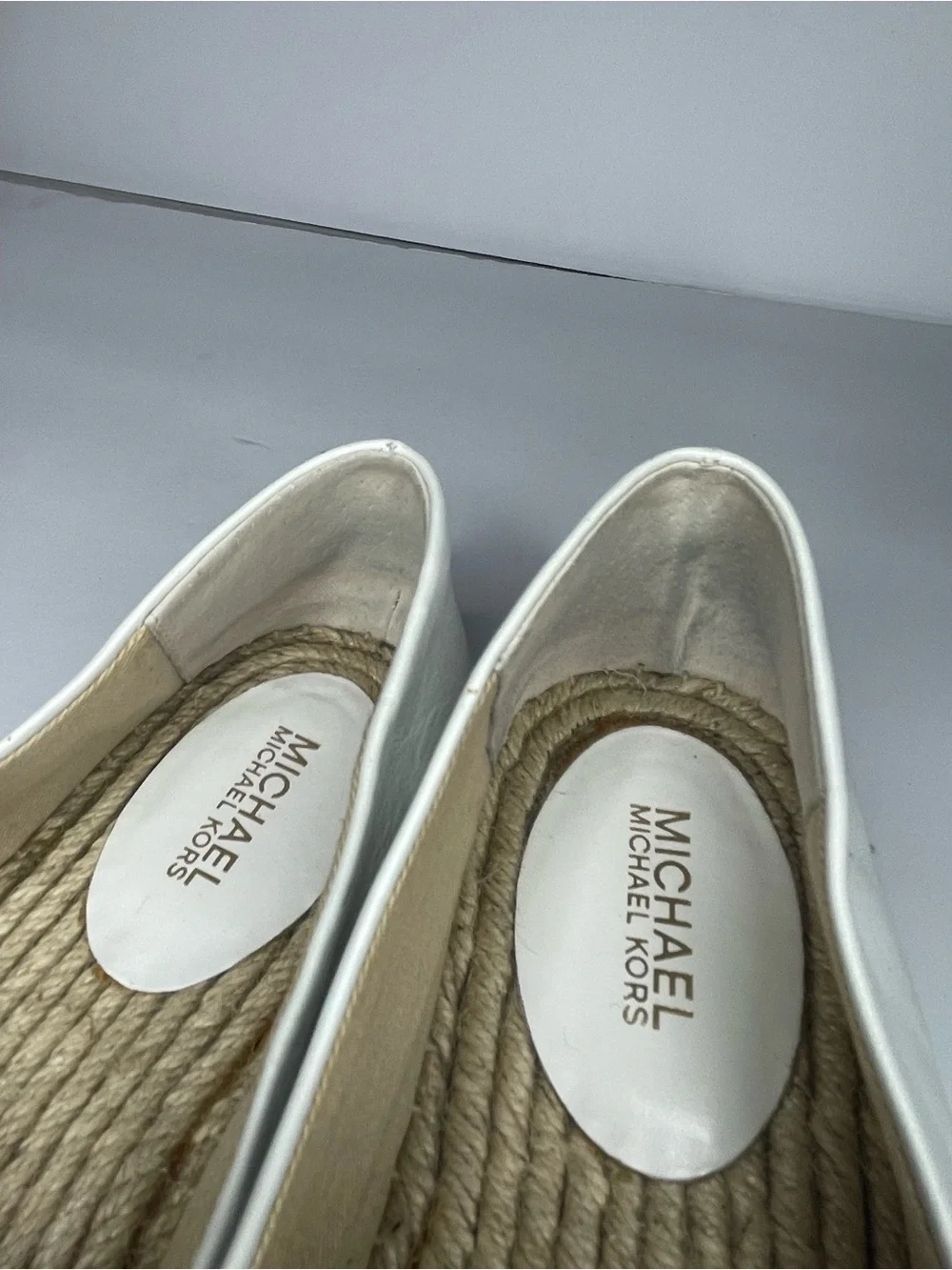 Michael Kors Heidi White Leather Slip-On Espadrille with Floral Accents size 36